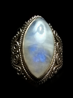 Elite Lunar Spirit Moon Goddess of the 3rd Eye Psychic Warehouses, Psythera, Natural Moonstone Spirit Vessel Ring