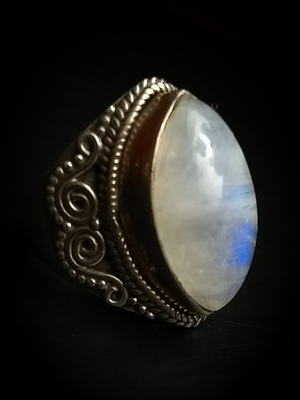 Elite Lunar Spirit Moon Goddess of the 3rd Eye Psychic Warehouses, Psythera, Natural Moonstone Spirit Vessel Ring