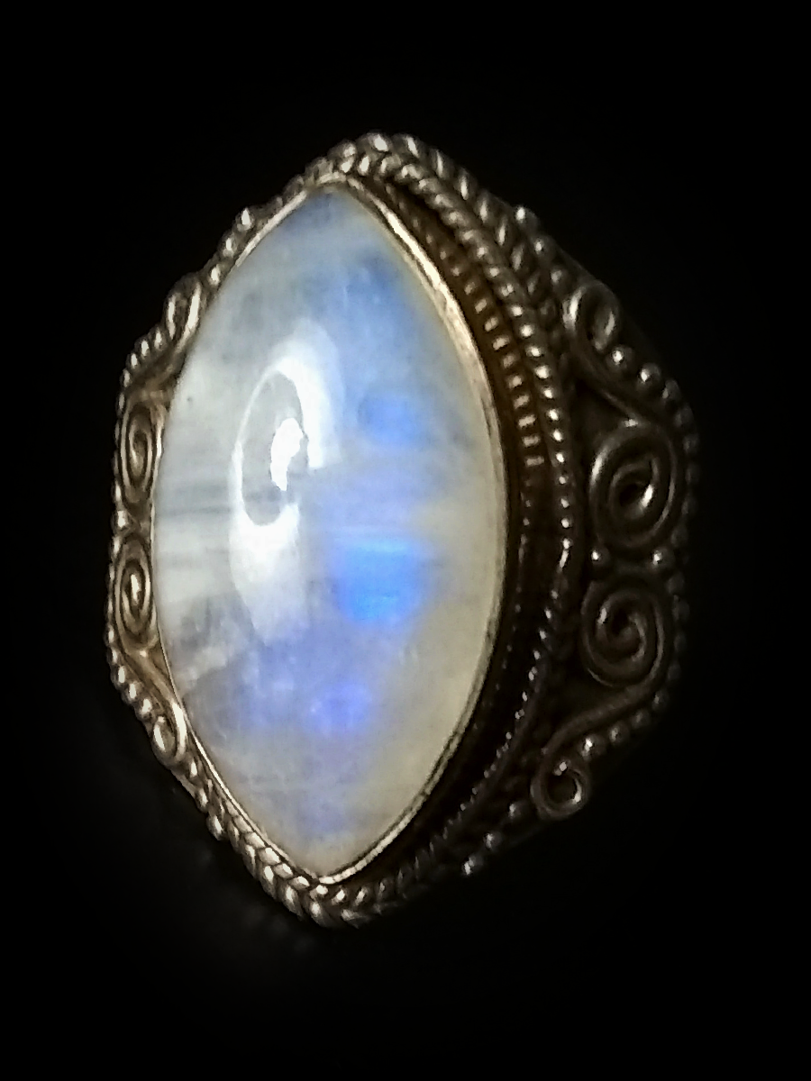 Elite Lunar Spirit Moon Goddess of the 3rd Eye Psychic Warehouses, Psythera, Natural Moonstone Spirit Vessel Ring