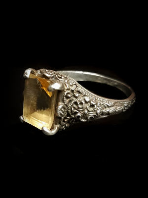 Female Womens Grand Master Freemasons Antique Victorian Ring with natural genuine five 5 ct carat citrine stone Metaphysical relic ring psychic powers transform transcendence Knowledge wisdom third eye illuminati magic magick witch craft spell Talisman the haunted hive thehauntedhive.com 